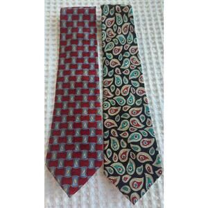 Lot Of 2 Preswick & Moore Silk Ties Burgundy Blue Black Gold Classic Neckties
